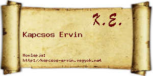 Kapcsos Ervin névjegykártya